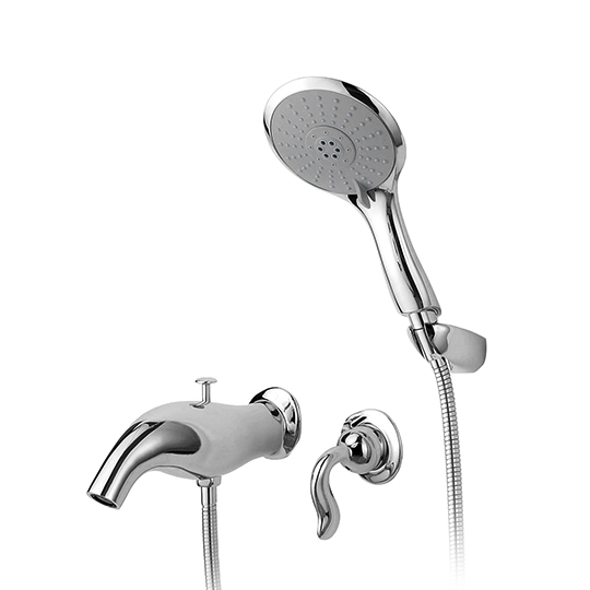 Einhand-Einbau-Wannenmischer mit Handbrause, Schlauch und Wandhalterung