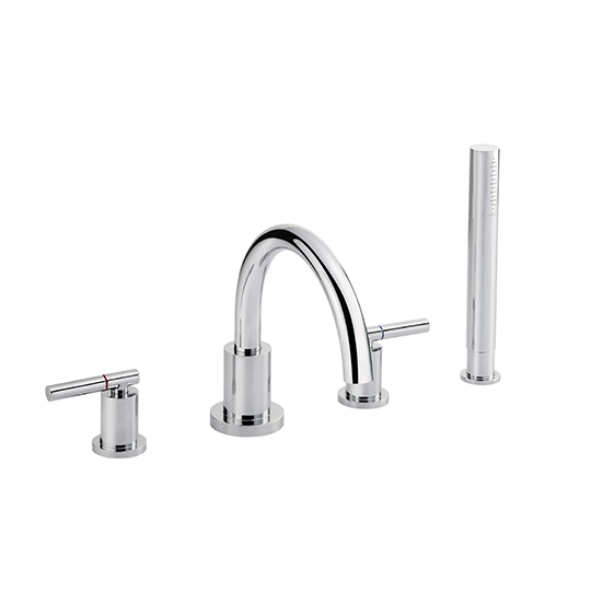 Zweigriff-Badewannenarmatur mit Handbrause und Umsteller